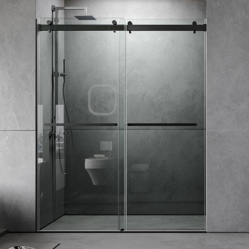 60'' W x 76'' H Door Sliding Frameless Shower Door with 3/8-in (10mm)Tempered Glass